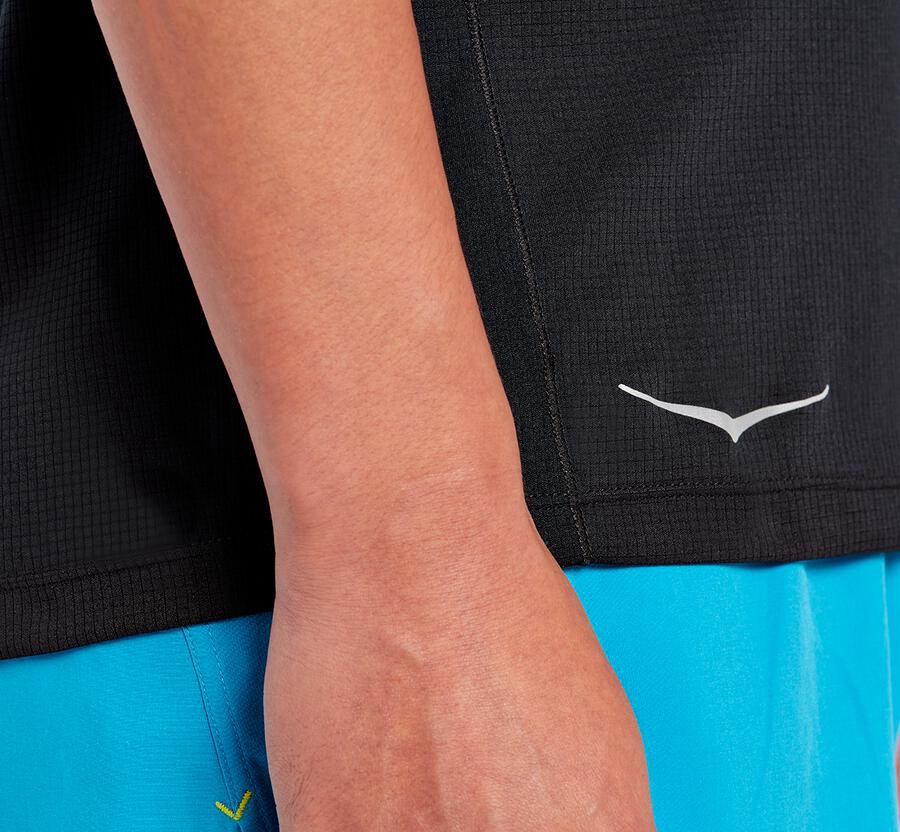 Hoka One One Performance Kort Sleeve Top Herr - Svarta - DNQWI-1726